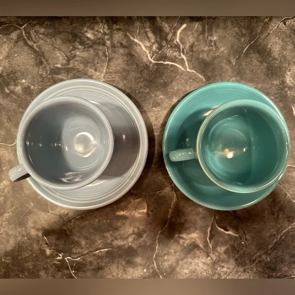 Fiesta (firstaware) teacups and saucers - Picture 8 of 8